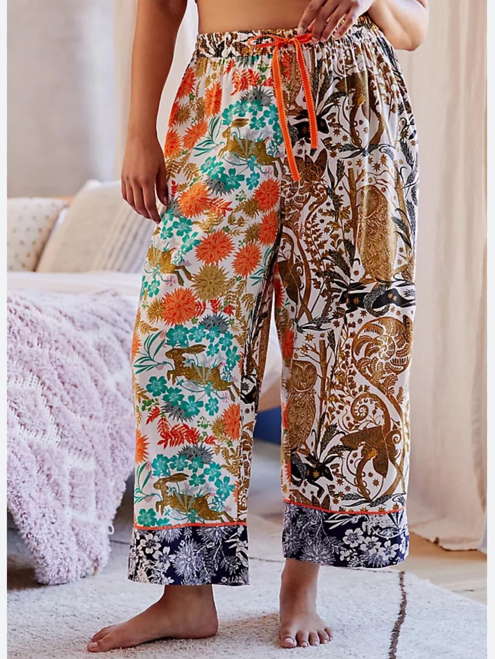 ANTHROPOLOGIE Olivia Wedel Flannel Floral Sleep Lounge Pants Small - Picture 2 of 10